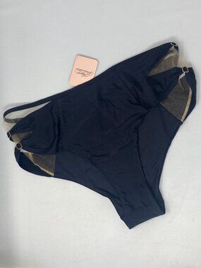 Agent Provocateur Black Bikini Bottoms with Gold Mesh Trim